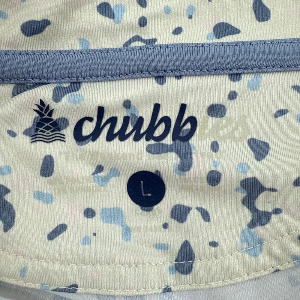 Chubbies Mens Golf Polo‎ Shirt The Terrazzo Short Sleeve Button Up Large White